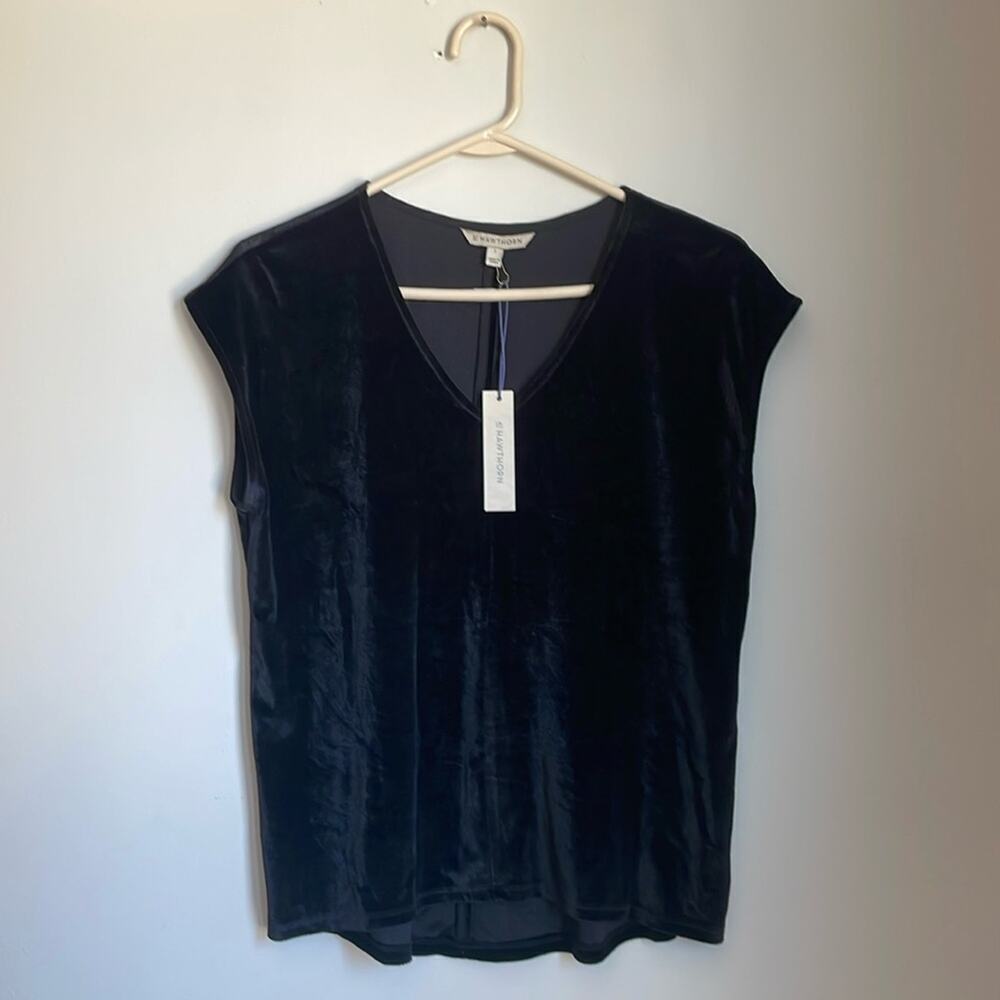 NWT 41 Hawthorn Black Velvet Relaxed Blouse - Picture 2 of 8
